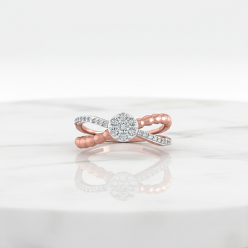 Textured Crossover Cluster Diamond Ring