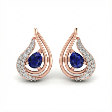 Teardrop Sapphire-Tone & Diamond Stud Earrings