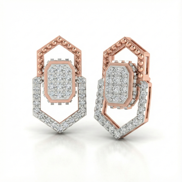 Designer Octa Halo Wave Diamond Earrings