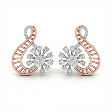 Diamond Floral Loop Stud Earrings