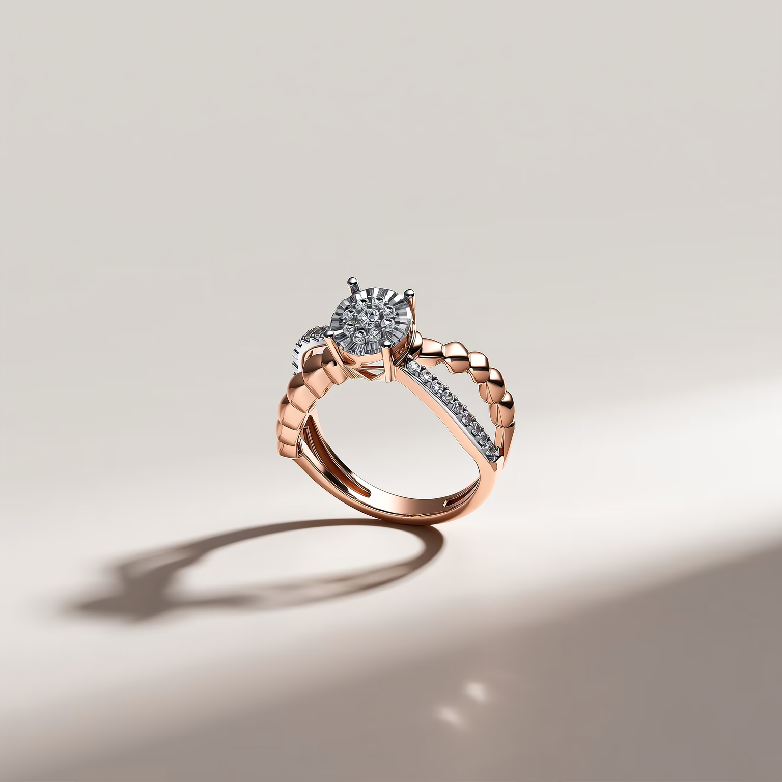 Petite Textured Cluster Diamond Ring