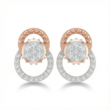Double Earring Halo Cluster Diamond Earrings