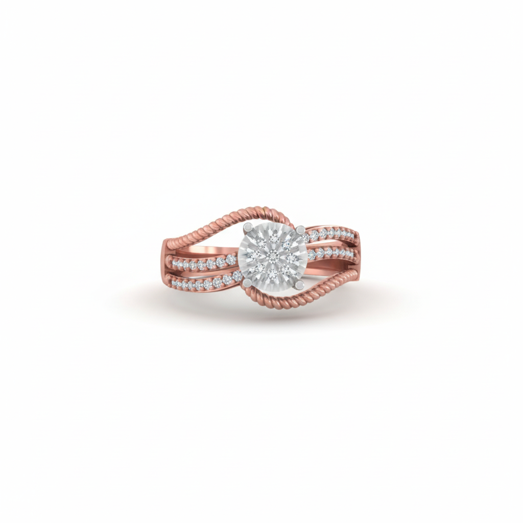 Triple Wave Cluster Diamond Ring