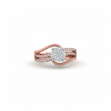 Triple Wave Cluster Diamond Ring