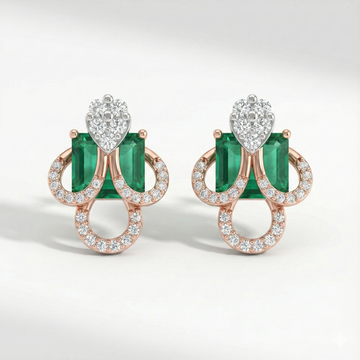 Royal Clover Loop Emerald Diamond Earrings