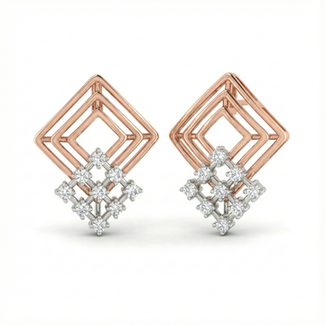 Square Cluster Concentric Diamond Earring
