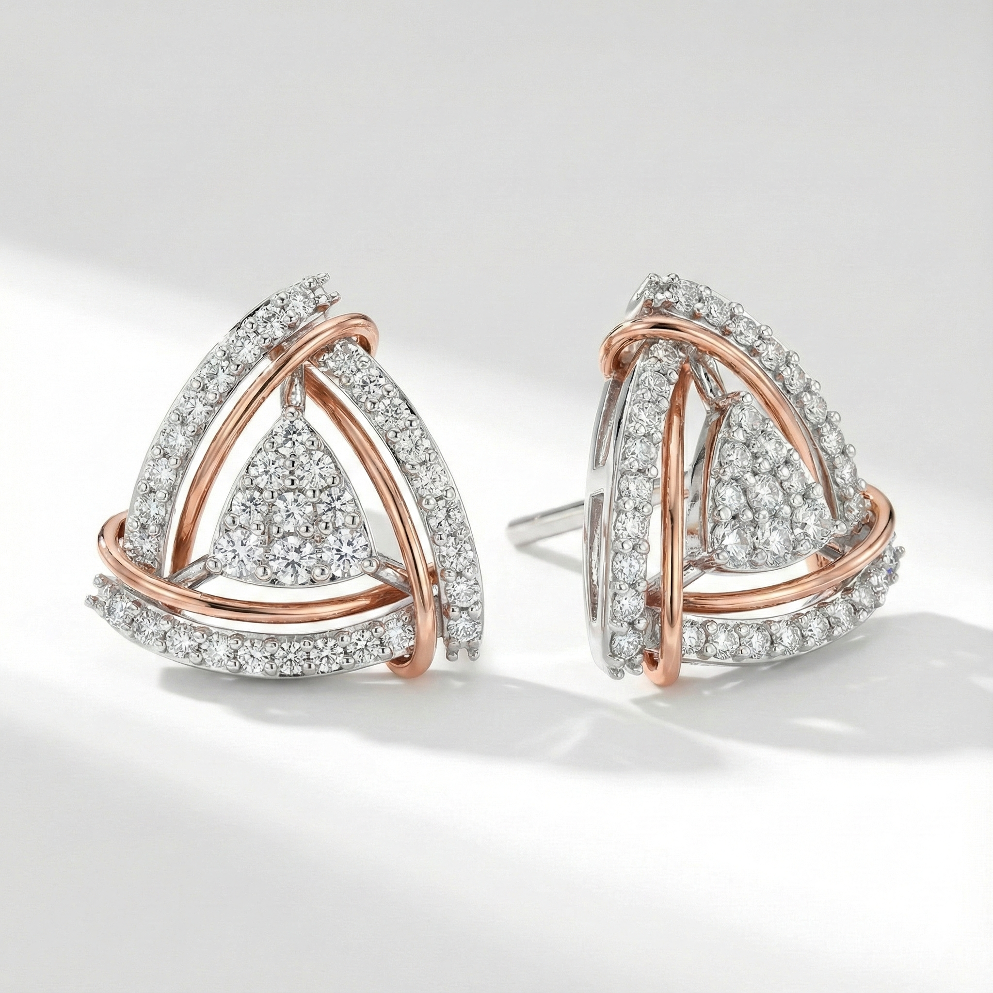 Trillion Concentric Halo Diamond Earring
