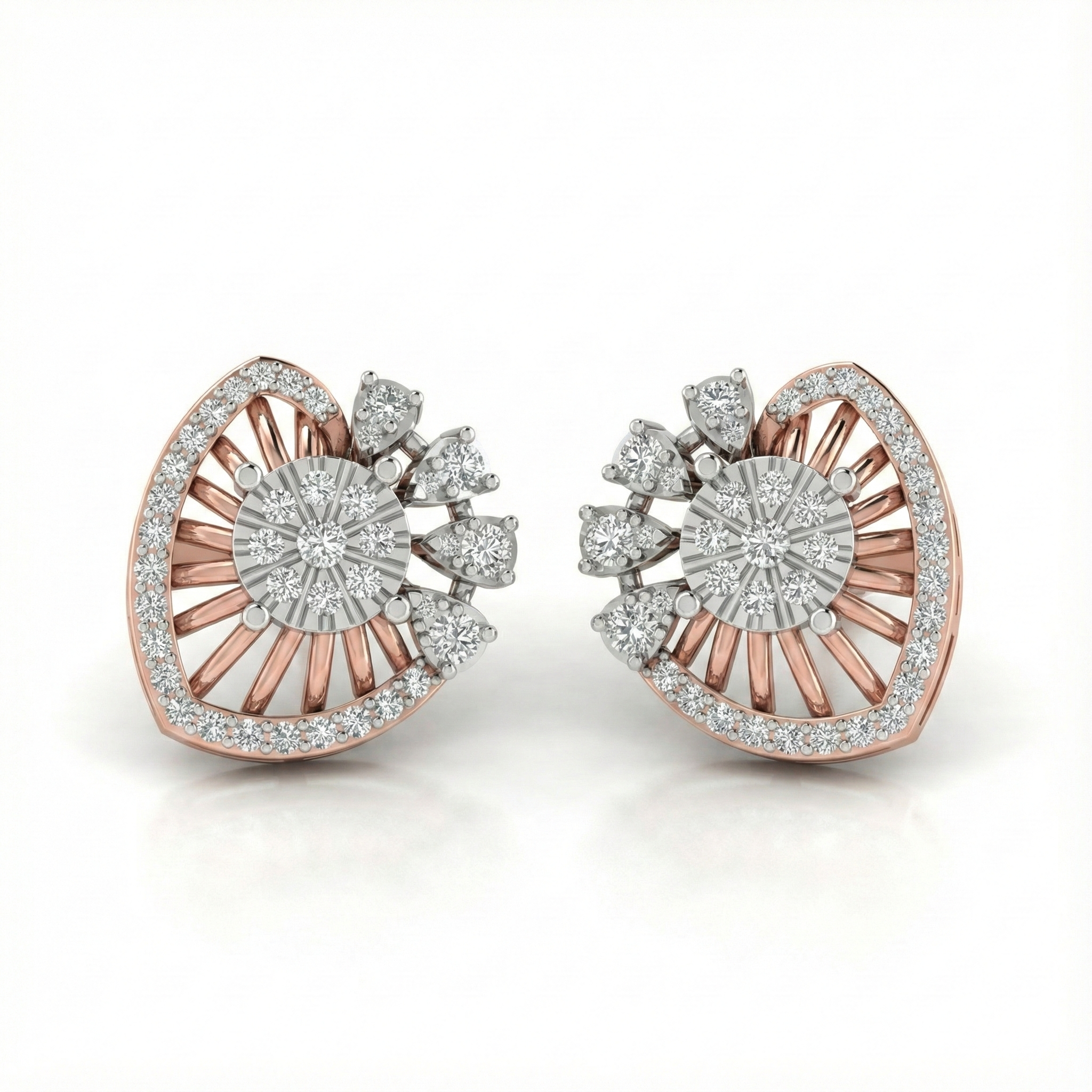 Radiant Fan Cluster Diamond Earrings