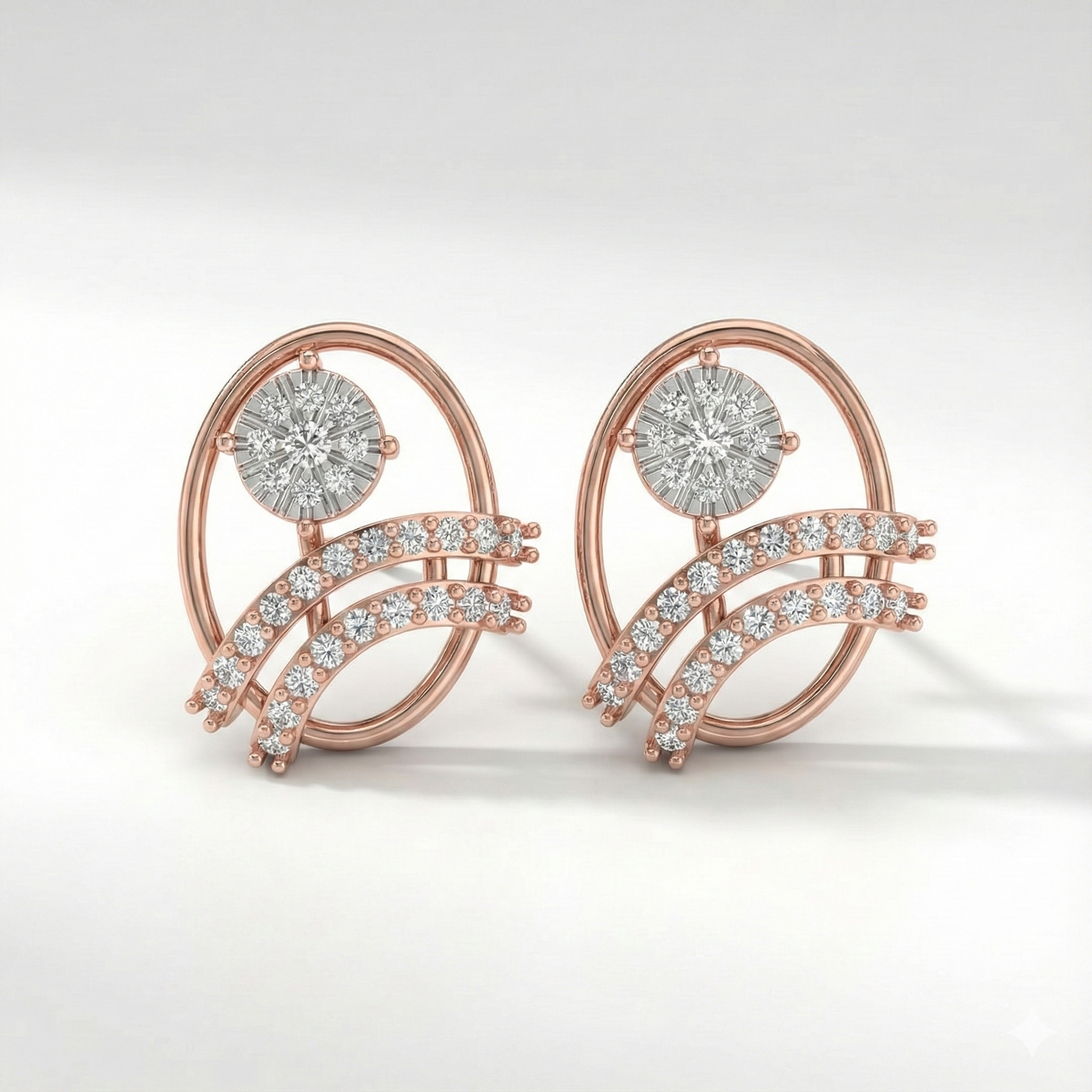 Twisted Ribbon Sparkle Diamond Earrings