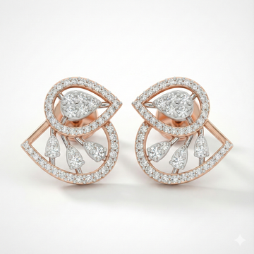 Dual Swirl Drop Cluster Diamond Earrings