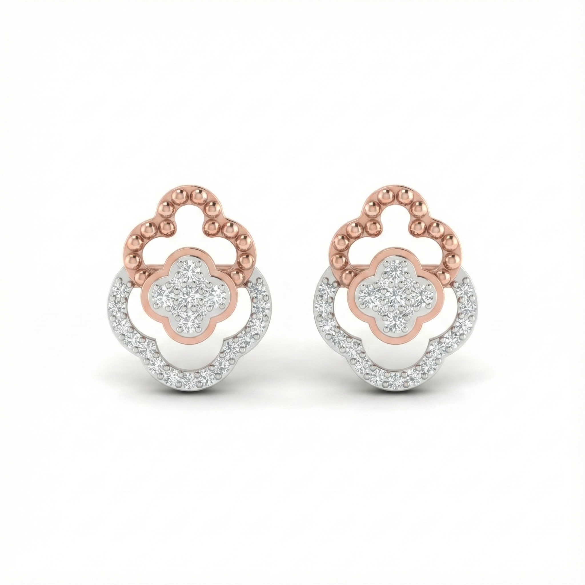 Clover Halo Diamante Stud Earrings