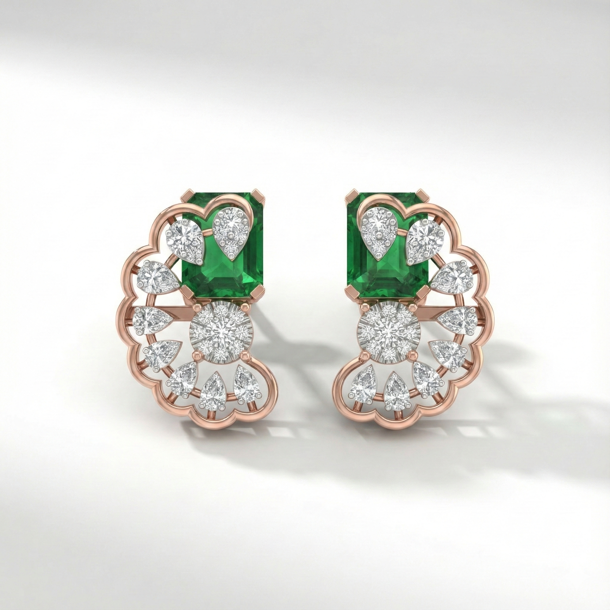 Green Solitaire Cascade Diamond Earrings