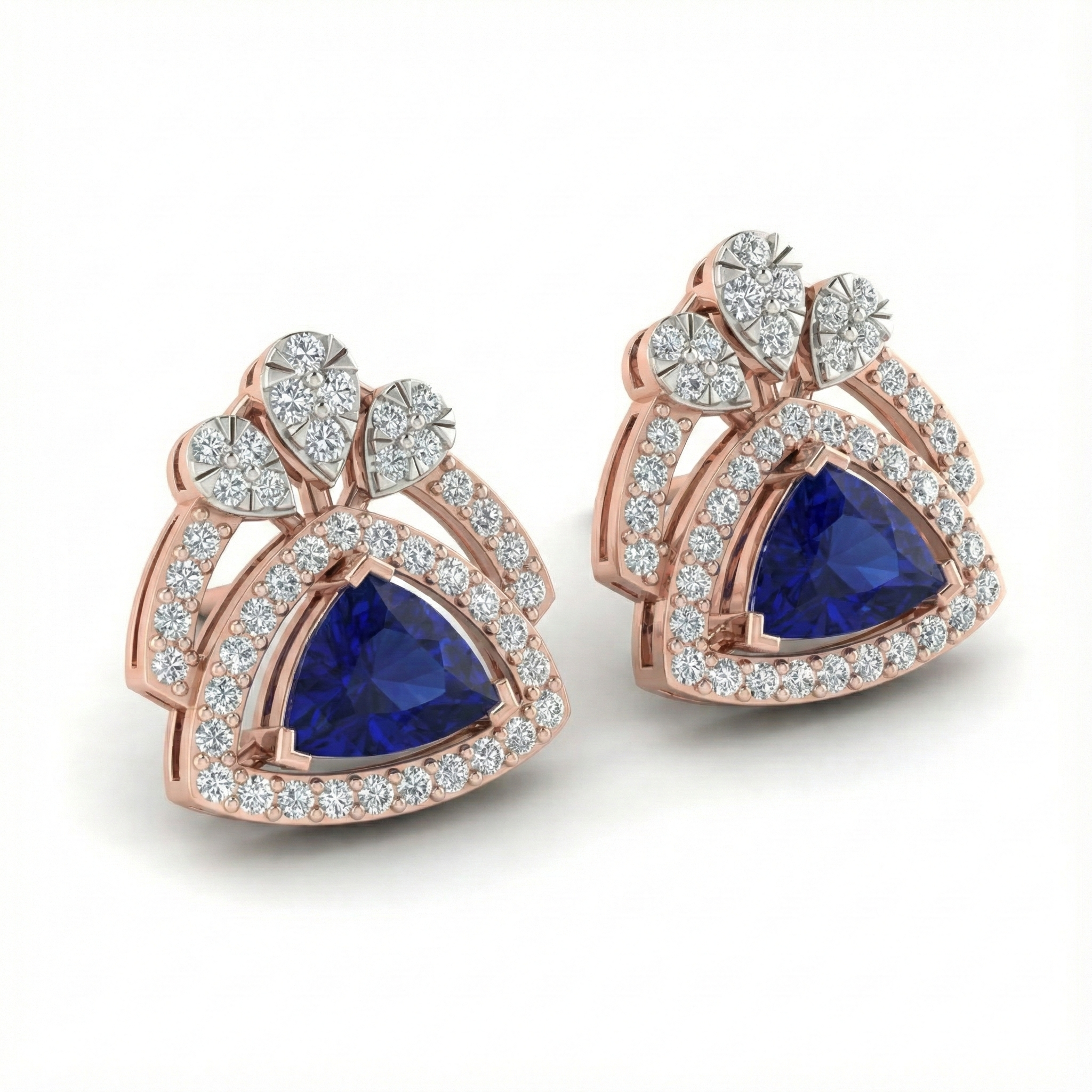 Trillion Blue Stone Stud Earrings