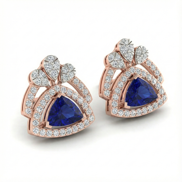 Trillion Blue Stone Stud Earrings