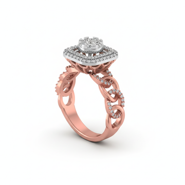 Royal Square Halo Cluster Diamond Ring