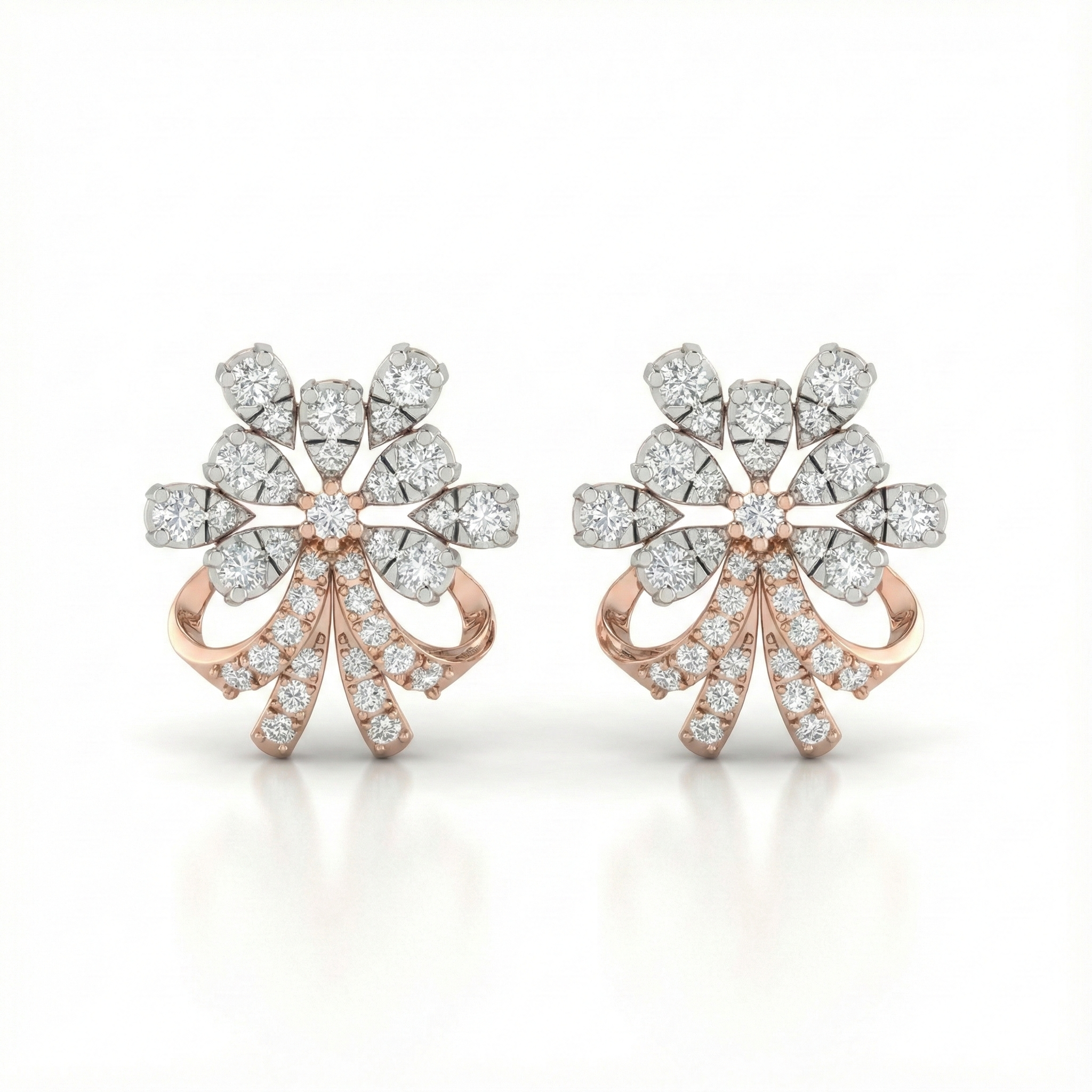 Floral Burst Diamond Stud Earrings
