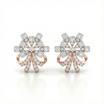 Floral Burst Diamond Stud Earrings