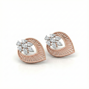 Contemporary Leaf-Arc Cluster Diamond Earrings