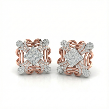 Regal Square Illusion Diamond Designer Earrings