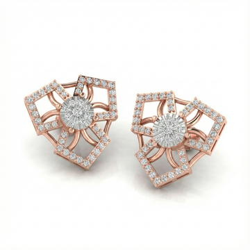 Floral Square Petal Cluster Diamond Earrings