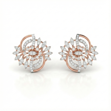 Floral Swirl Diamond Statement Stud Earrings