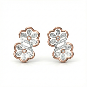 Twin Floral Infinity Diamond Stud Earrings
