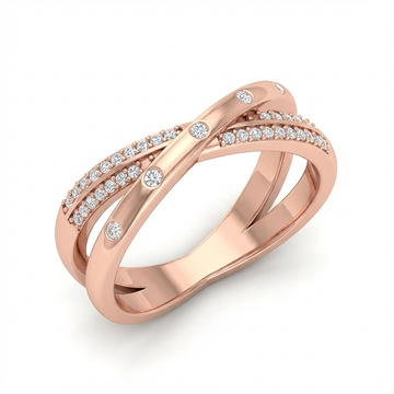 Cross Over Diamond Band Ring
