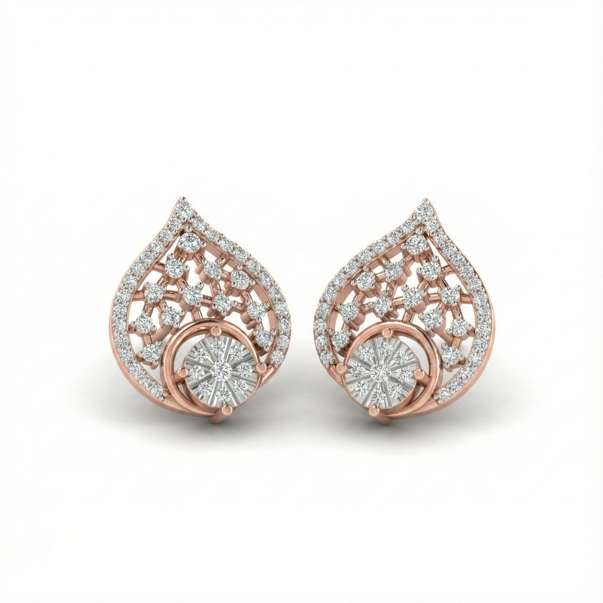 Luxe Spiral Petal Diamond Earrings
