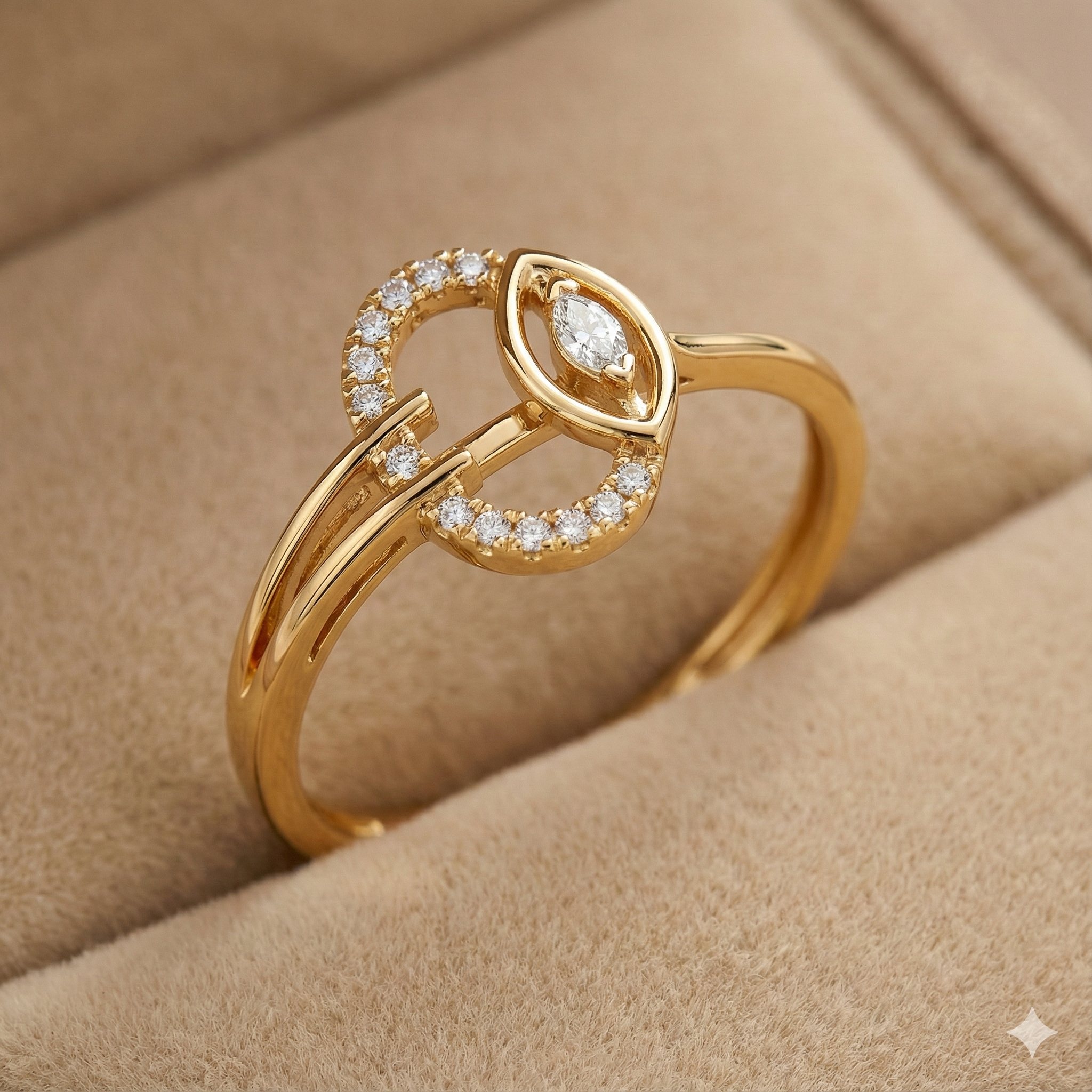 Modern Open Circle Diamond Ring