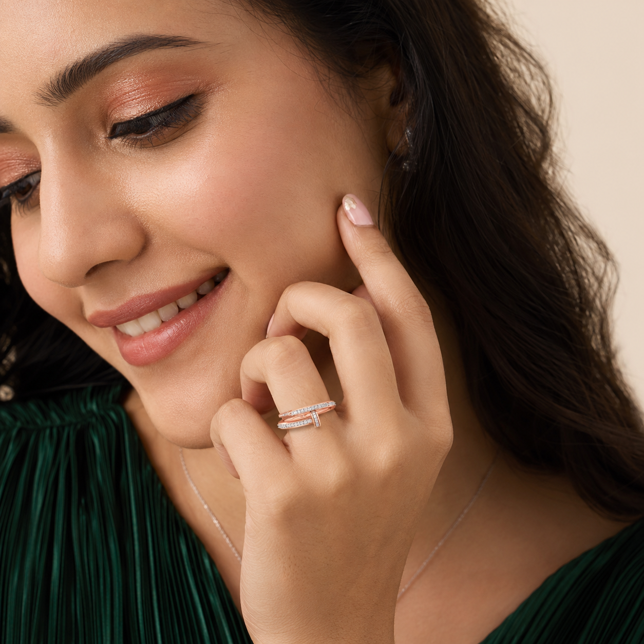 Modern Overlapping Diamond Wrap Ring