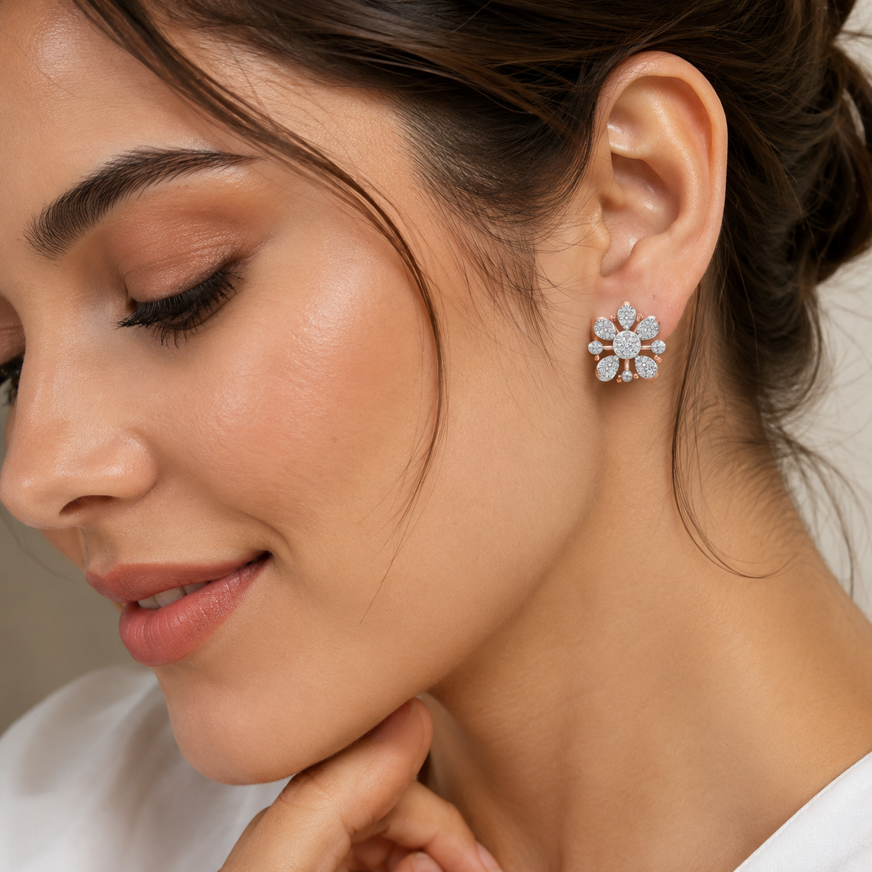 Full Bloom Teardrop Diamond Floral Earrings