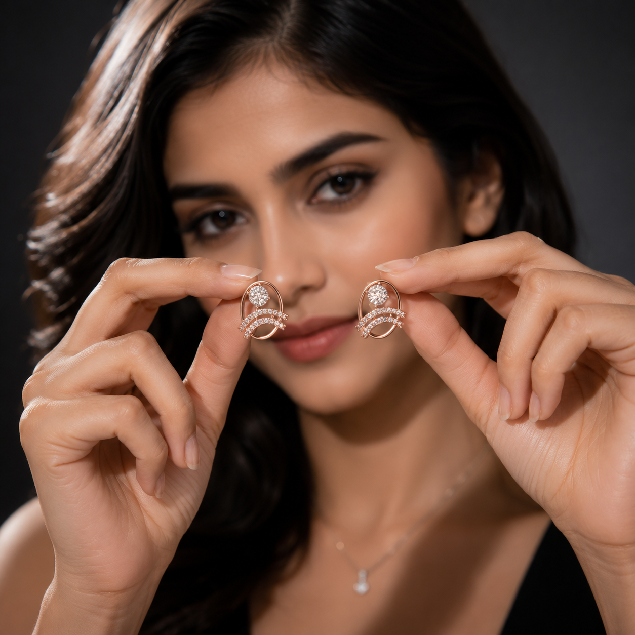 Twisted Ribbon Sparkle Diamond Earrings