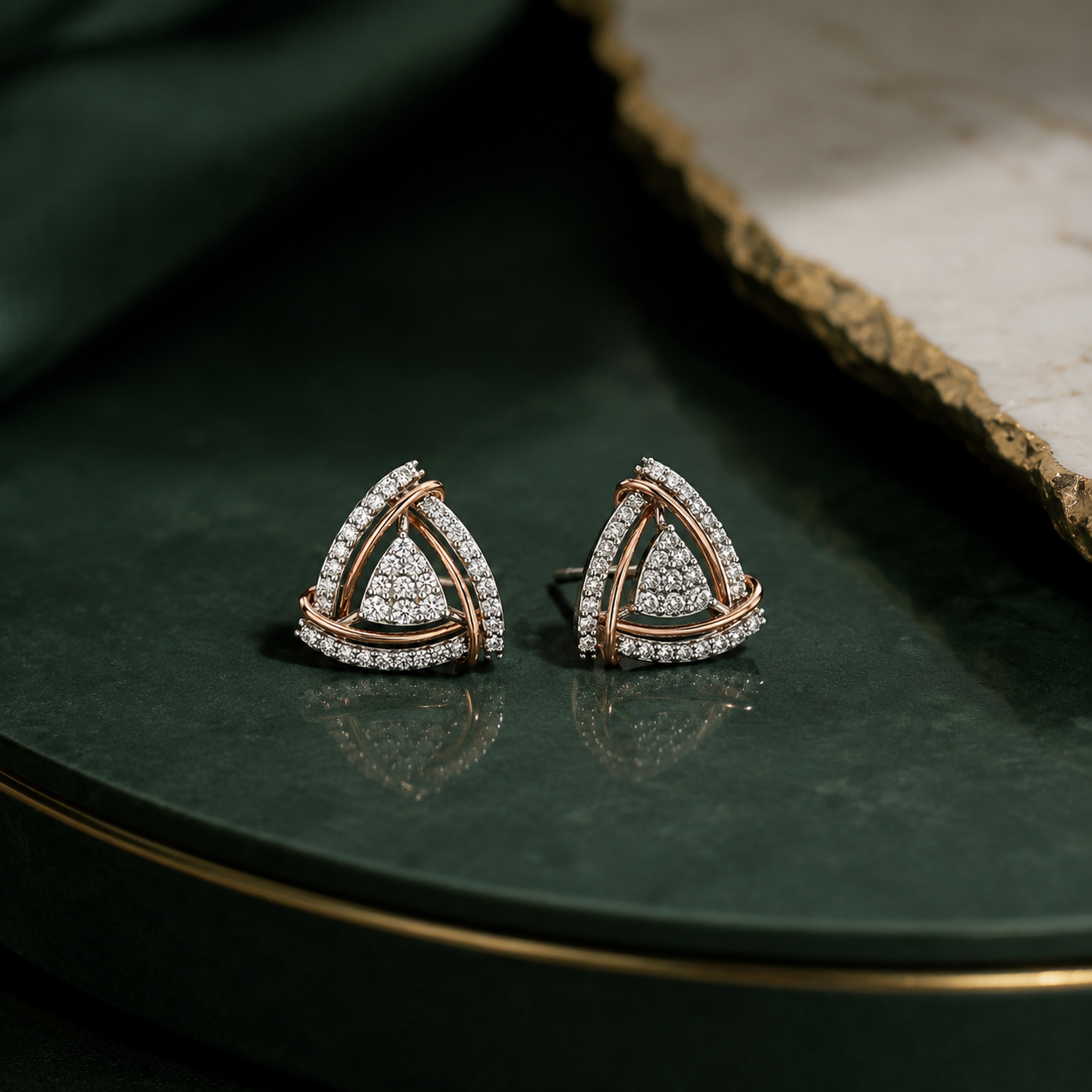 Trillion Concentric Halo Diamond Earring