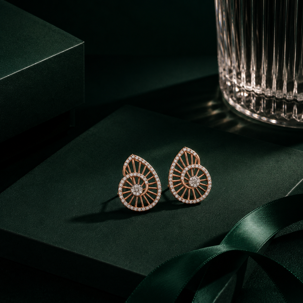 Spiral Halo Diamond Earring