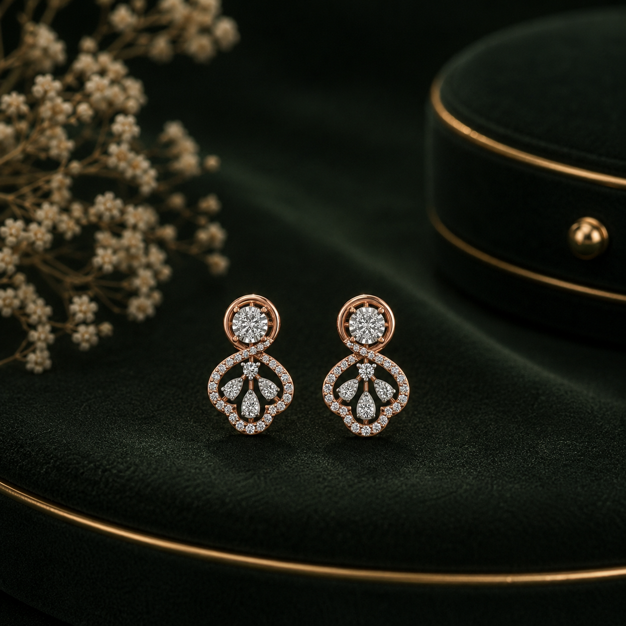 Infinity Floral Diamond Earrings