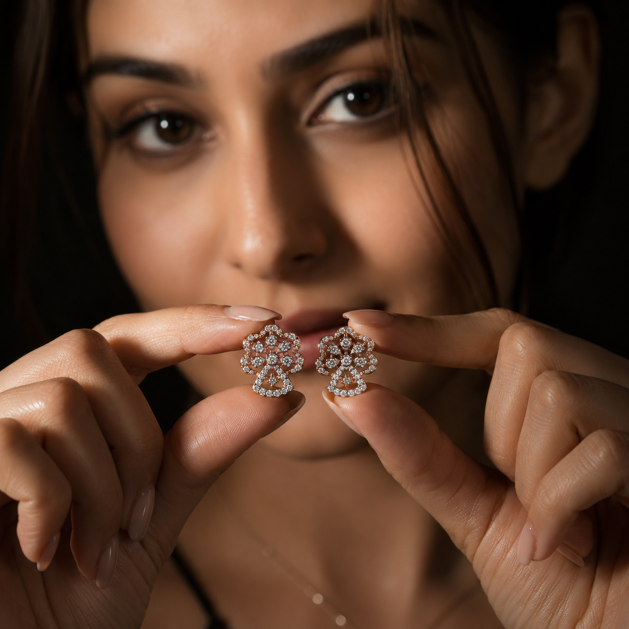 Floral Diamond Stud Earrings
