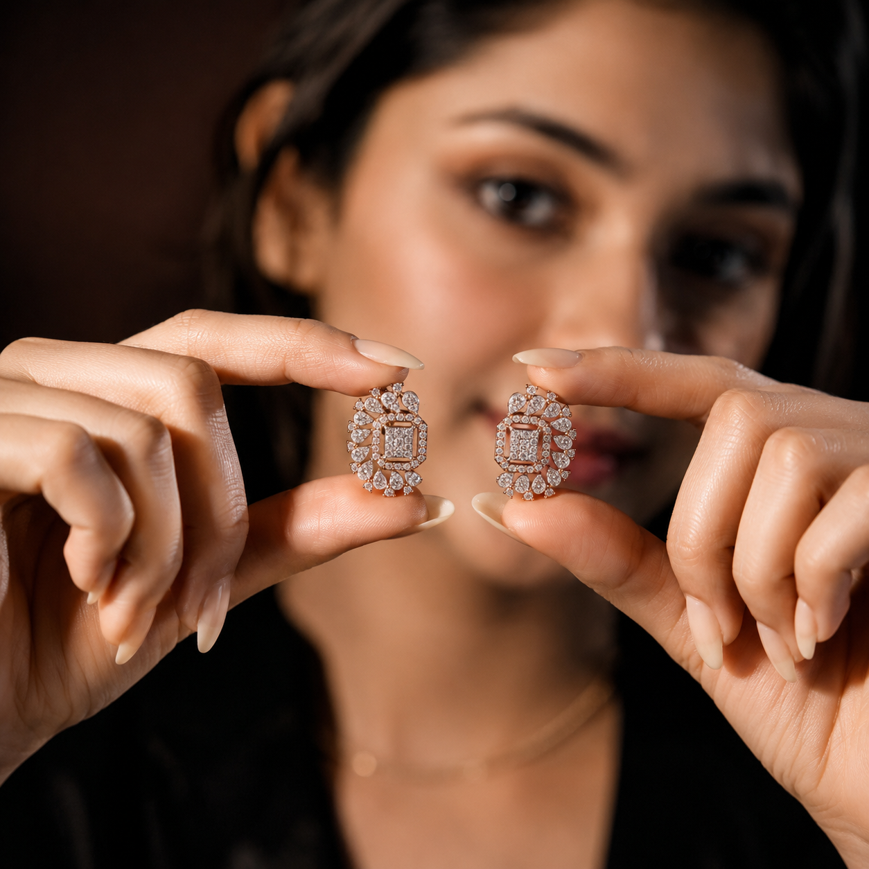 Regal Octagon Halo Diamond Stud Earrings