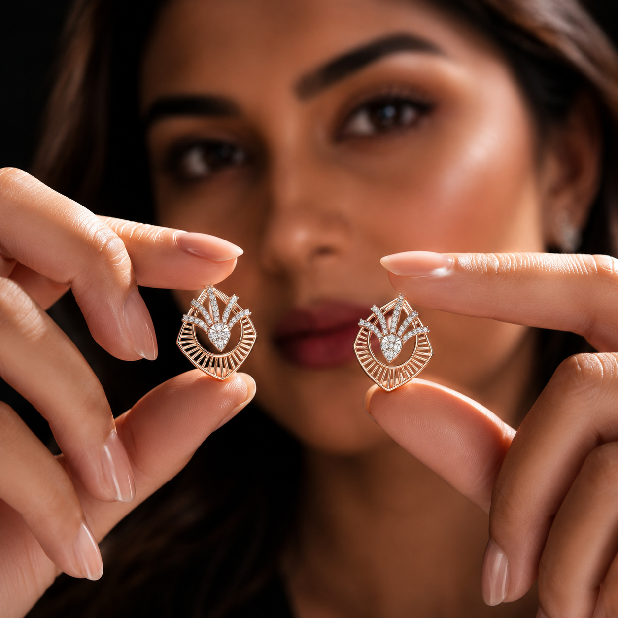 Designer Radiant Fan Diamond Earrings