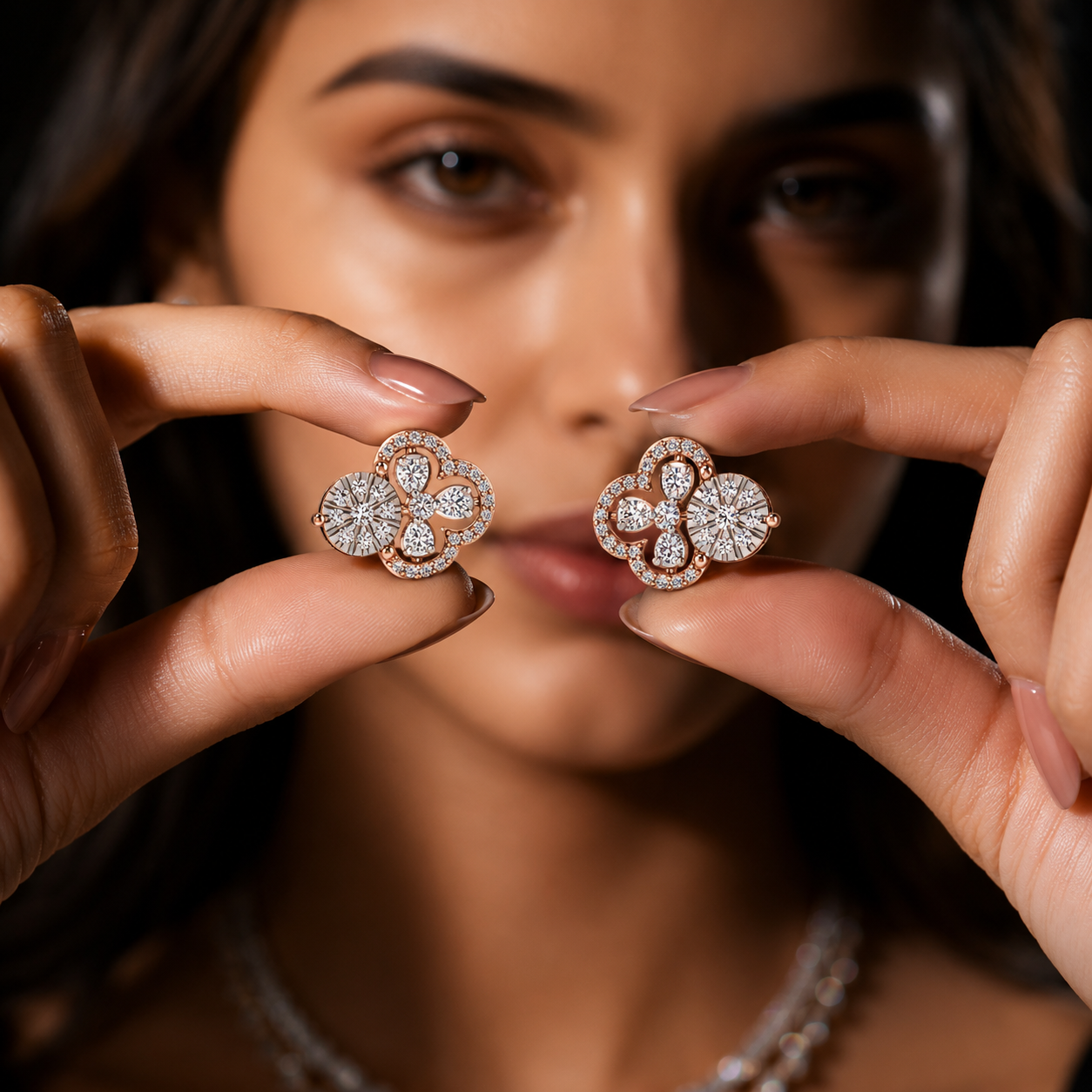 Petite Clover Bloom Diamond Earrings