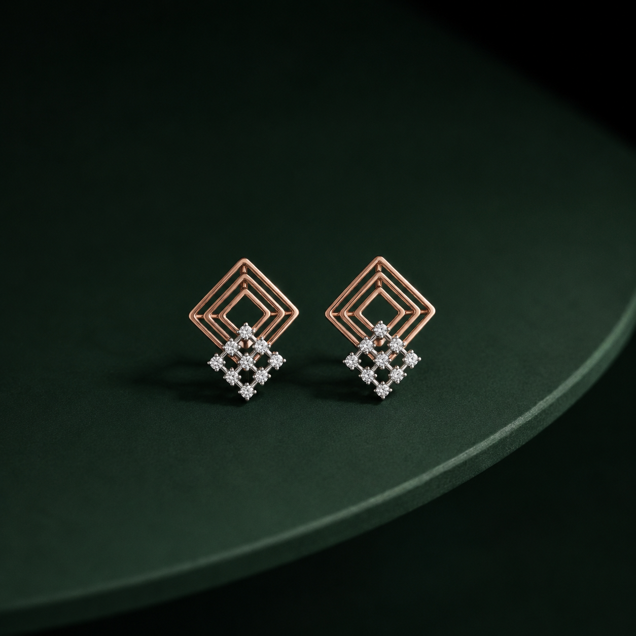 Square Cluster Concentric Diamond Earring