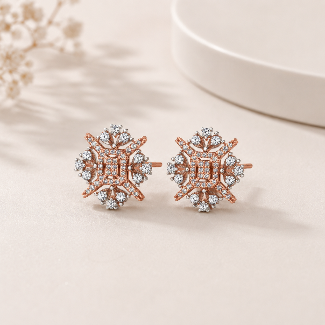 Regal Starburst Diamond Cluster Earrings