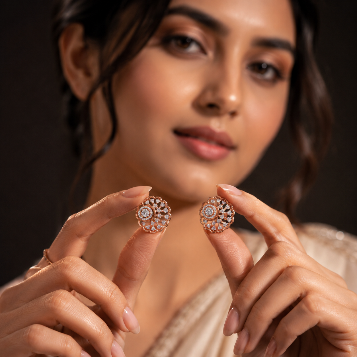 Grand Cascading Floral Diamond Statement Earrings