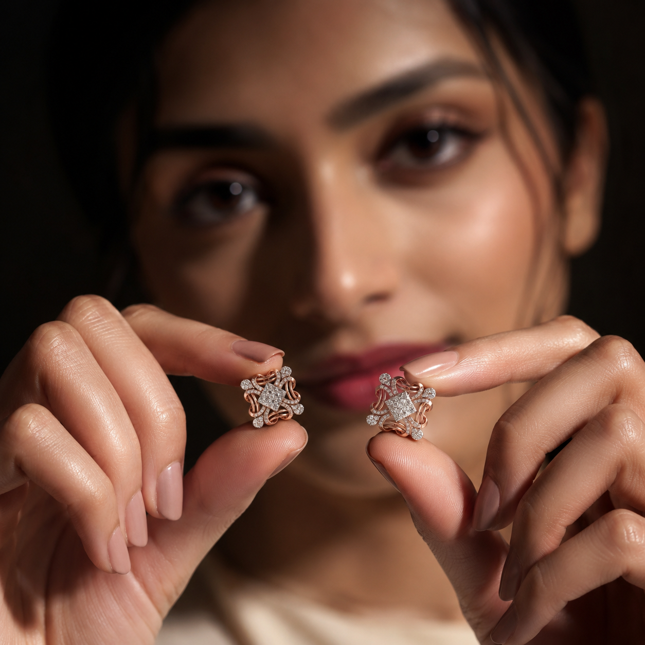 Regal Square Illusion Diamond Designer Earrings