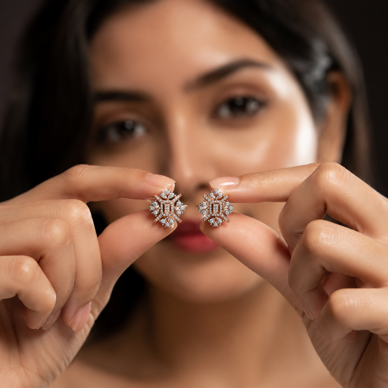 Regal Starburst Diamond Cluster Earrings