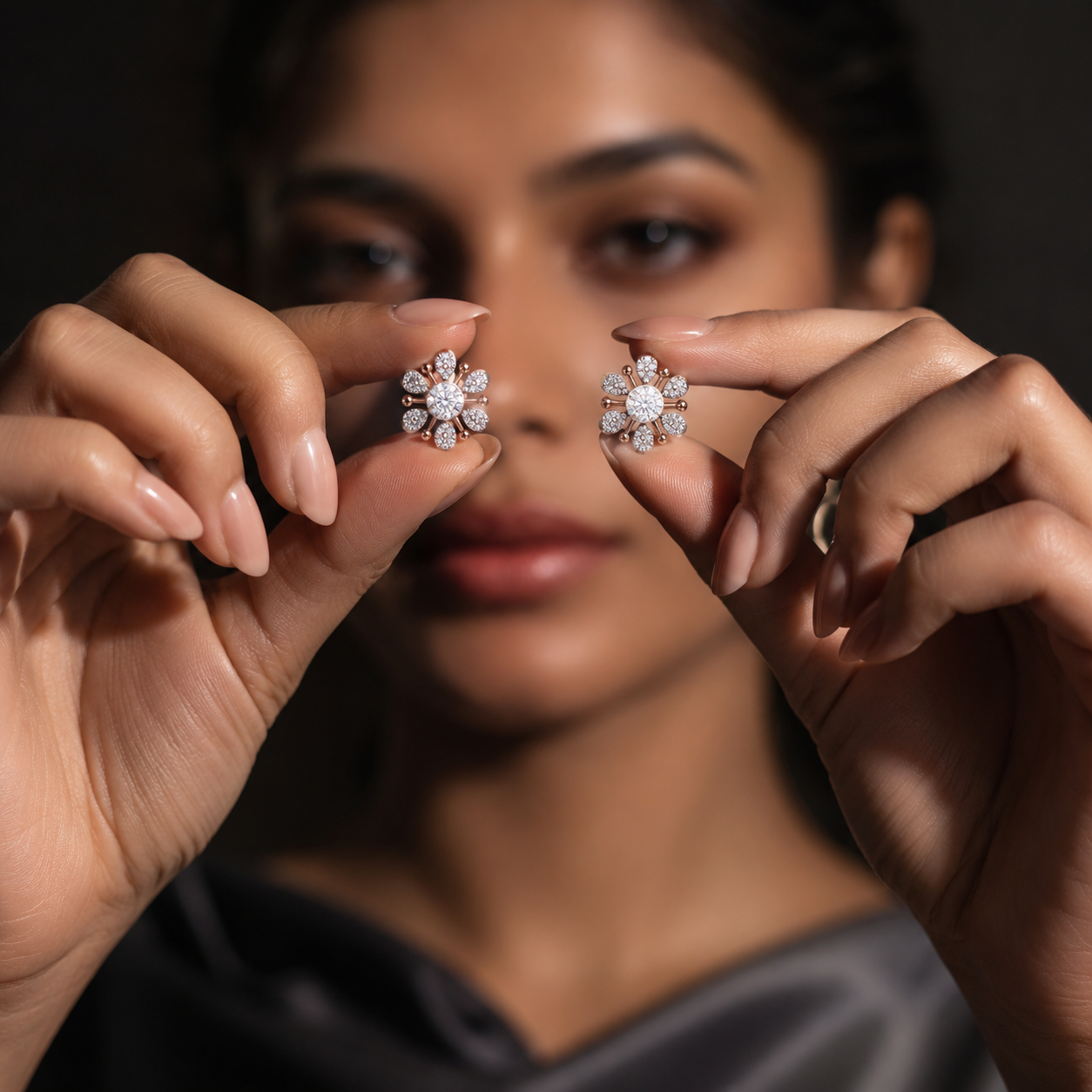 Full Bloom Teardrop Diamond Floral Earrings