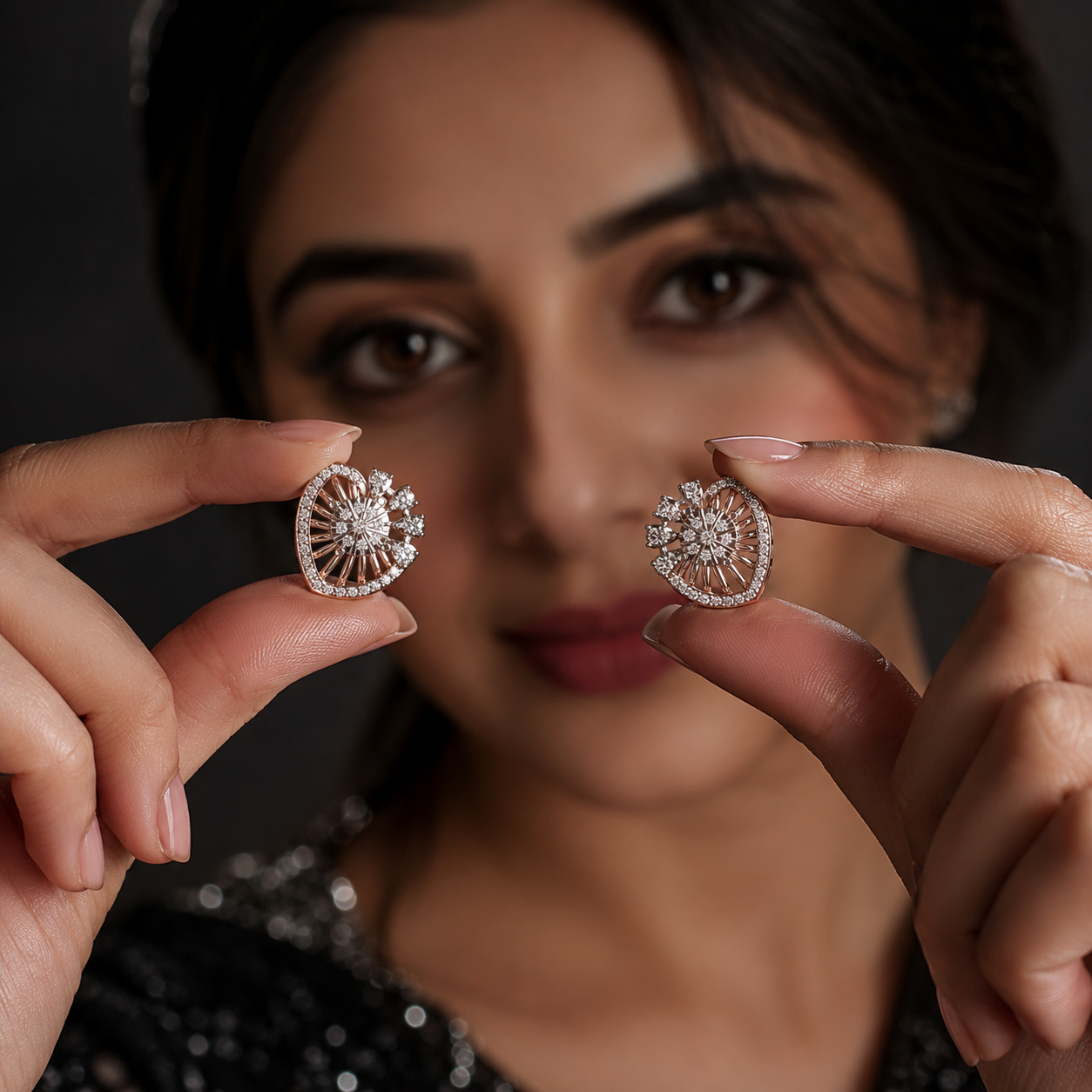 Radiant Fan Cluster Diamond Earrings