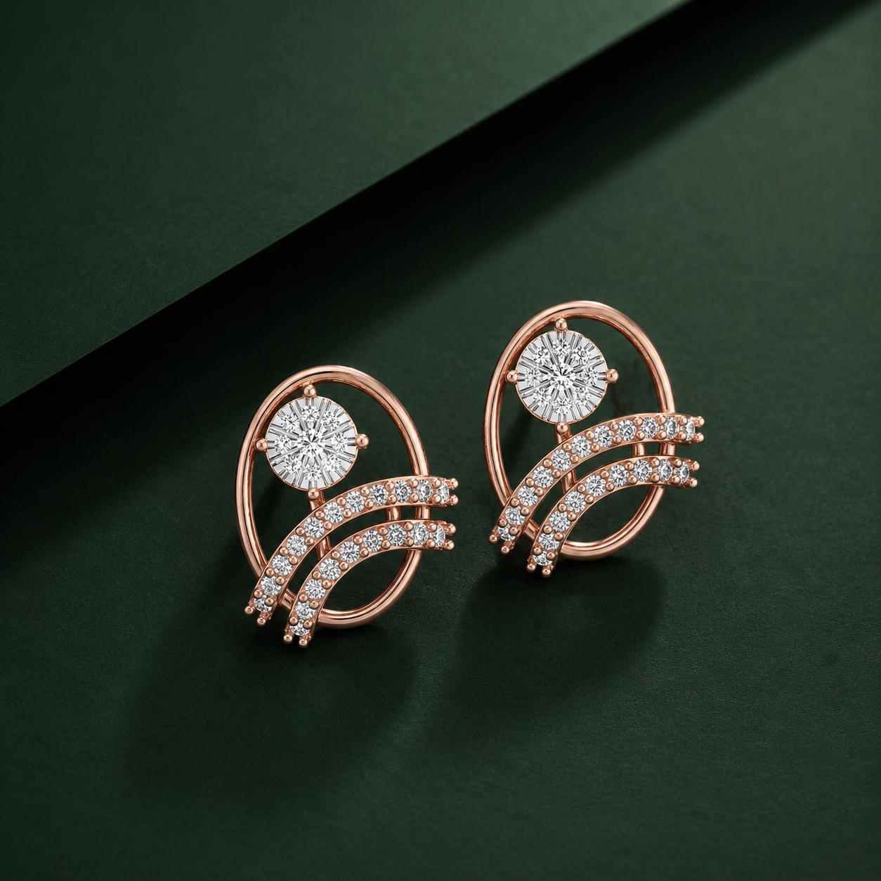 Twisted Ribbon Sparkle Diamond Earrings