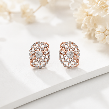 Radiant Bloom Oval Diamond Cluster Earrings