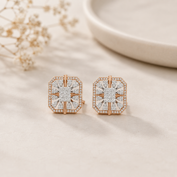 Octagon Cluster Royal Diamond Earrings
