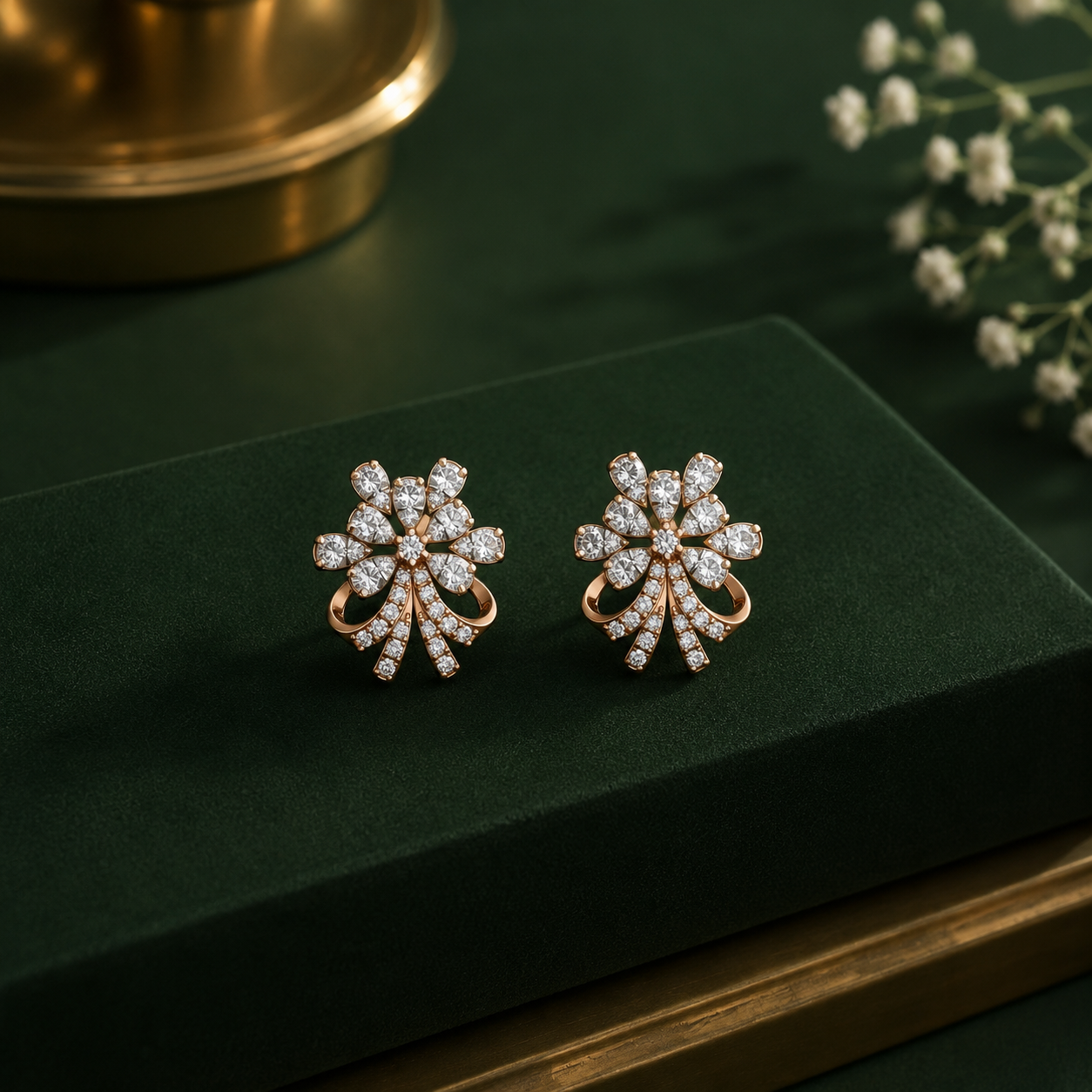 Floral Burst Diamond Stud Earrings